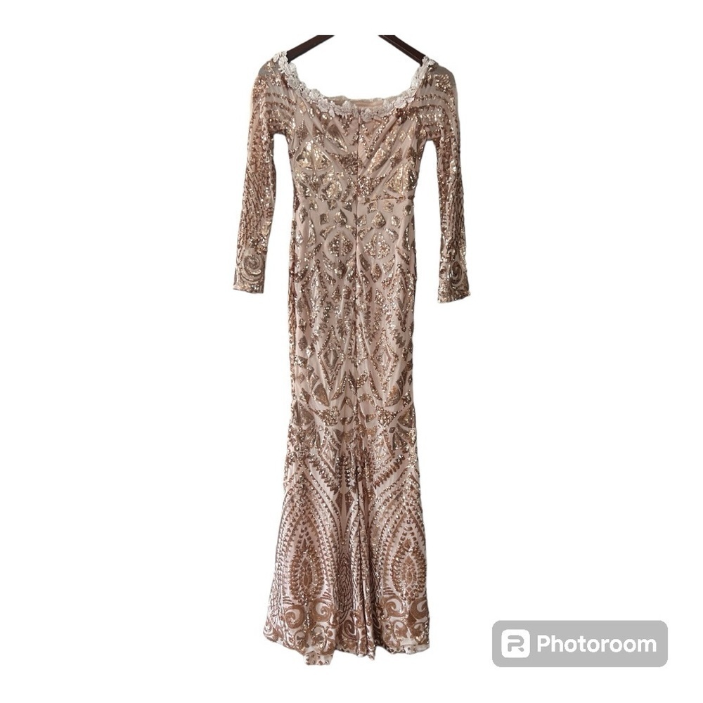 Fashion Nova Pale Pink & Rose Gold Sequins Formal Dress Size S - Picture 3 of 12